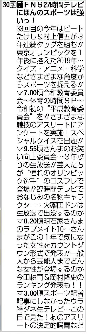 Fns27時間テレビ 今年は ナニソレ 個人的速朗悲報