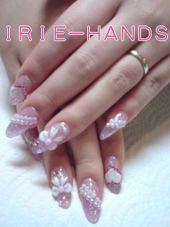 クリアピンクにリボン ハート3dスカルプ ネイリストmikiのirieネイル日記