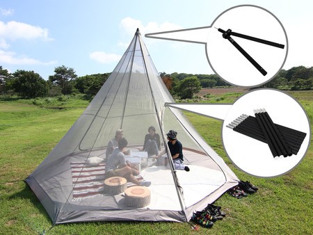 フタマタノキワミ/フタマタノサソイ ワンポールテント 二又化アタッチメント DODからワンポールテントを“二股化”して見た目そのままでデッド