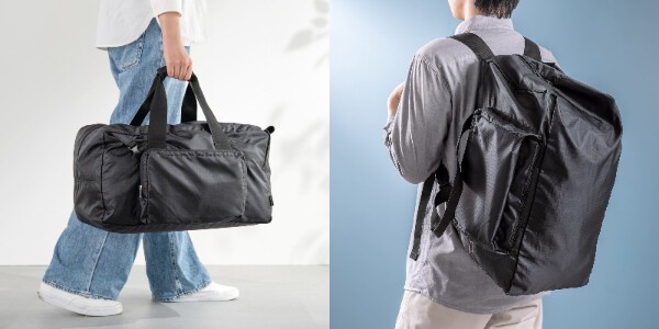 新品未使用　ボストンバッグ　折り畳み　ネオプレン 小さくたためて、大きく使える！2WAY折りたたみボストンバッグ