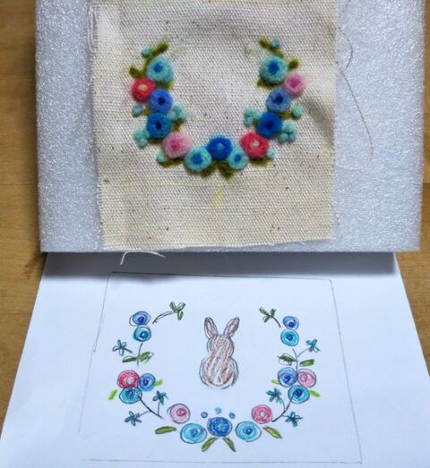 羊毛フェルト刺繍／お花のリース : 出来たをさがそ！