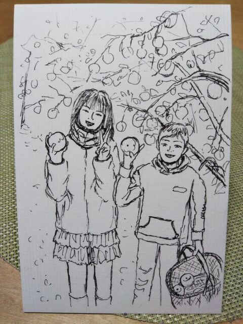 コピックで水彩風お絵描き りんご狩り 出来たをさがそ