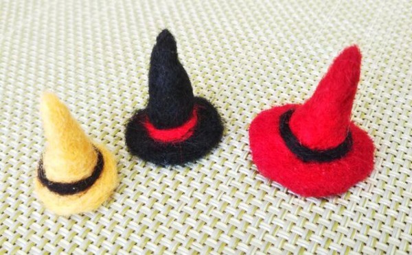 羊毛フェルトで、ハロウィンの魔女風の帽子(^-^) : 出来たをさがそ！