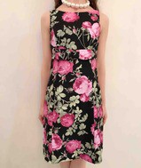 ☆Sale70％OFF☆令嬢ワンピ☆メリーベルローズ柄黒×ローズ、40サイズが