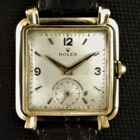 ◎ROLEX◎Ref.8094/K18YGスクエアケースの手巻きモデル70年以上前の