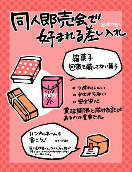 同人即売会で喜ばれる差し入れ 困っちゃう差し入れのまとめ じてそく