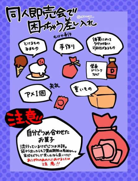 同人即売会で喜ばれる差し入れ 困っちゃう差し入れのまとめ じてそく