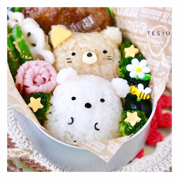 すみっこぐらし\u201cのしろくま\u0026ねこ弁当♪ かわいいおべんとう。