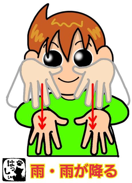 手話単語 ３３２ 雨 雨が降る 大雨 豪雨 手話しゅわshushushu