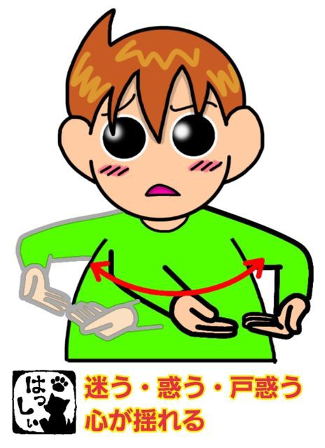 手話単語 ８８７ 迷う 惑う 戸惑う 心が揺れる 手話しゅわshushushu