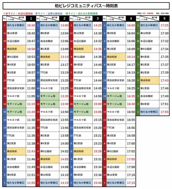 モラージュ 柏 バス 時刻 オファー 表