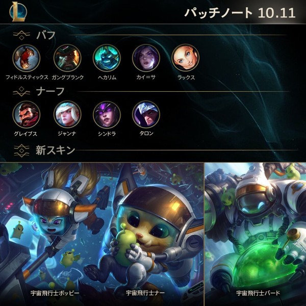 Lol パッチ10 11が公開 Gpはバグ修正で死亡 ボリベアがリワーク よーどる速報 Lol5chまとめ