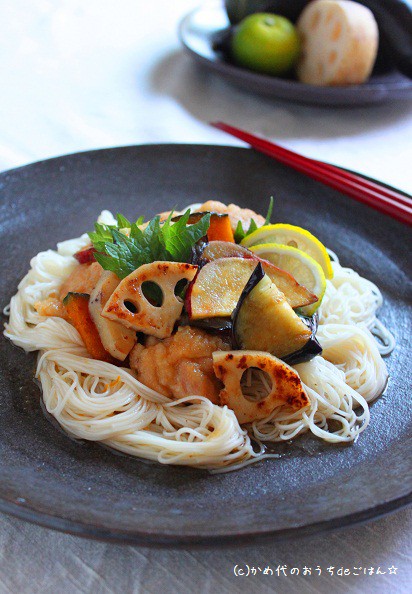 鶏と野菜の秋そうめん 残り野菜の整理にも かめ代のおうちでごはん Powered By ライブドアブログ