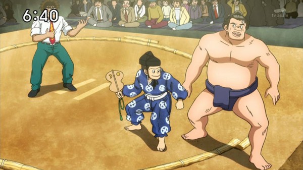 暴れん坊力士 松太郎03話 松太郎奮闘す 松太郎ついに土俵で大暴れ 必殺キックで十両力士をノックダウン キック かたよるにゅーす