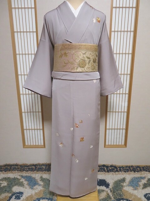 上品なつぼつぼ紋の訪問着×蘇州・汕頭刺繍の螺鈿入り袋帯 : 風椿の着物便り