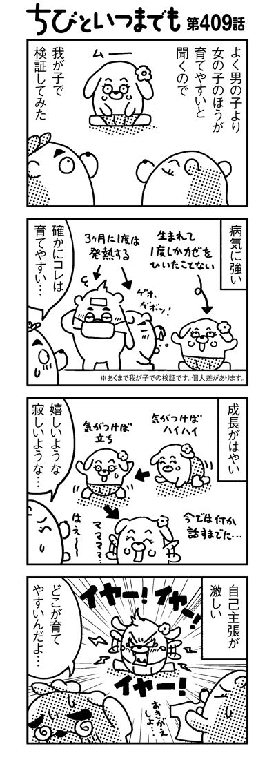 第409話 女の子は本当に育てやすいのか検証 漫画 新ちびといつまでも 育児と 暮らしと 乳がんと Powered By ライブドアブログ