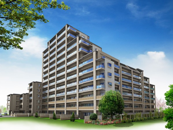 不動産広告用cgパース 建築パース マンション外観パース5 不動産広告用cgパース 建築パース