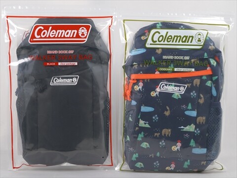 嵐の目、ウギン　プレリリースパック Coleman BRAND BOOK #07 WALKER 3WAY BAG 3色 全5種 BLACK／ODEKAKE