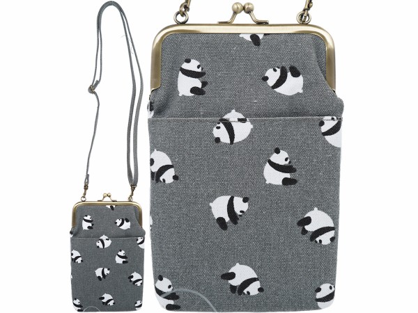 永楽屋 細辻伊兵衛商店 パンダ柄 がま口スマホショルダーBAG