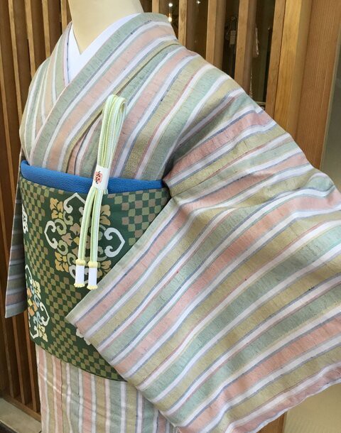 しつけ付き伊那紬草木染