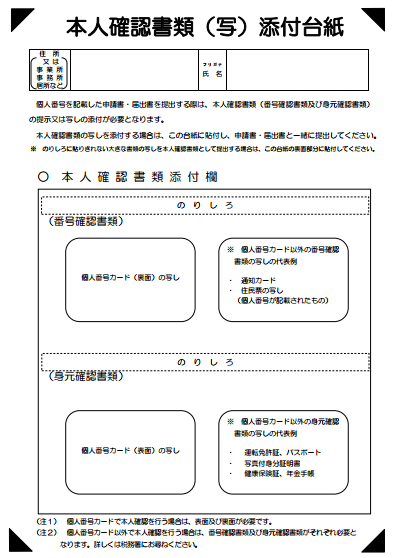 国税庁 税務署へ本人確認書類 写 を提出する際の添付台紙 3 16 マイナンバー キムラボ 税理士 きむらあきらこ 木村聡子 のセルフコントロール研究所