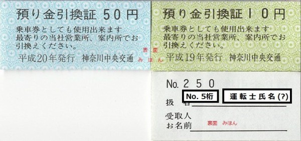 神奈川中央交通 預り金引換証 : きっぷうりば。～3代目の新駅舎より～