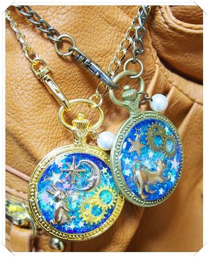 新作レジンアクセ 時の宙 懐中時計のバッグチャーム の巻 Makoのカラフルキネマ With Lolipop Bunny