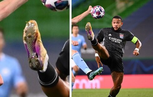 リヨンFWメンフィス・デパイが着用する特別仕様のUAスパイク