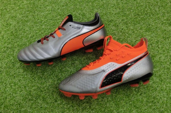 PUMA(プーマ)プーマワン J 1 HG(シルバー×オレンジ)未使用品 PUMA プーマ ワン 1 レザー HG プーマシルバー×ショッキング