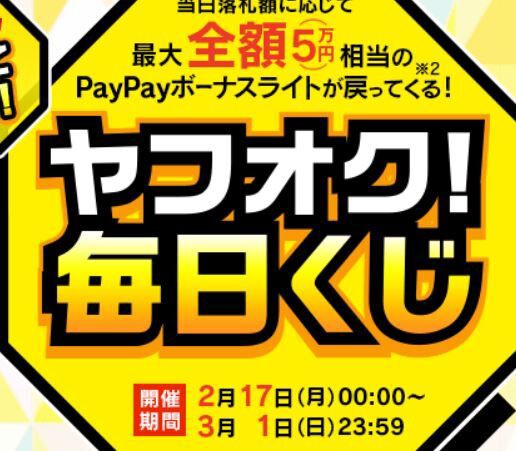 帰ってきたヤフオク毎日くじが開催中 3 1まで ねとこじ