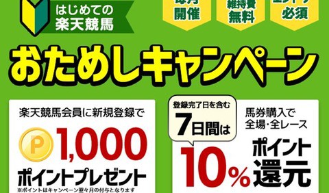 楽天競馬とkドリームスに新規登録でそれぞれ楽天ポイント00円分もらえる 12 11の2時まで ねとこじ