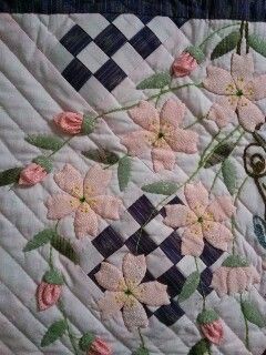 しだれ桜　パッチワークキルト　タペストリー しだれ桜のパッチワークキルトタペストリー