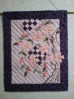 しだれ桜　パッチワークキルト　タペストリー しだれ桜 パッチワークキルト タペストリー