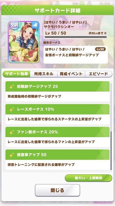 再掲 ウマ娘 既存サポートピックアップ Ssrサクラバクシンオー Ssrビコーペガサスの性能解説 寝狐のウマ中心的趣味部屋ブログ