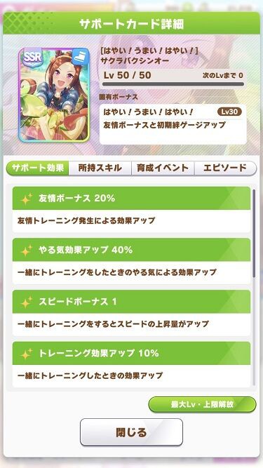 再掲 ウマ娘 既存サポートピックアップ Ssrサクラバクシンオー Ssrビコーペガサスの性能解説 寝狐のウマ娘大好きブログ