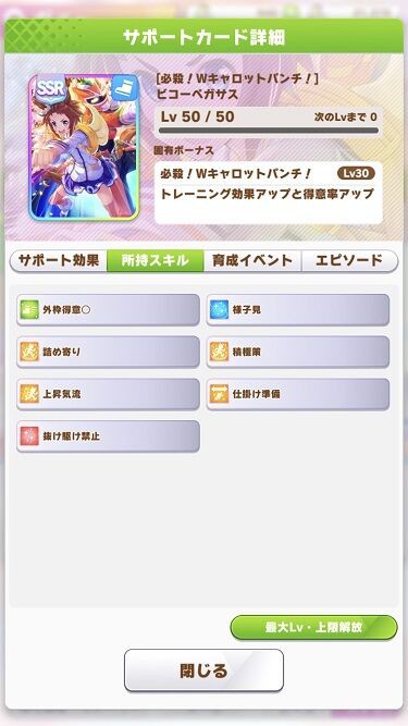 再掲 ウマ娘 既存サポートピックアップ Ssrサクラバクシンオー Ssrビコーペガサスの性能解説 寝狐のウマ中心的趣味部屋ブログ