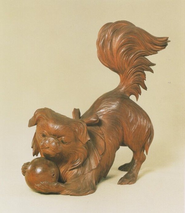 高村光雲 作 福犬 レリーフ 干支 純銀刻印 額装 B1.4