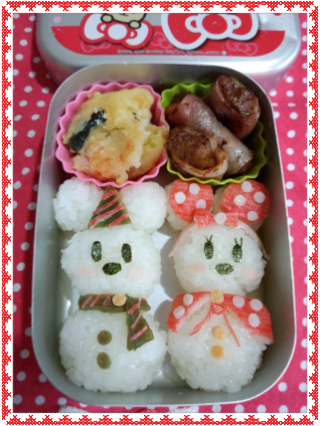 ２学期最後のお弁当 スノーミッキー ミニーのキャラ弁 幼稚園弁当no 358 うちのご飯 手作りおやつ キャラ弁も