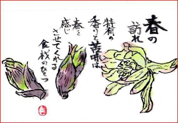 絵手紙シリーズ 蕗の薹（ふきのとう） : 四季の花図鑑