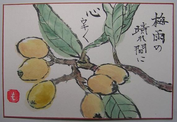 絵手紙シリーズ 初夏の果物・びわ : 四季の花図鑑