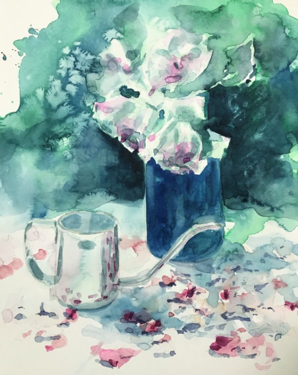 絵画「薄氷溶けて午後の陽だまり」　水彩画 絵画「薄氷溶けて午後の陽だまり」水彩画