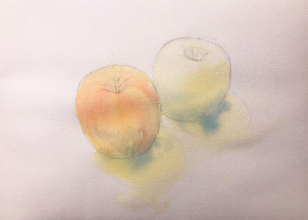 上手い絵 を描こうとしないこと リンゴ描画過程 水彩的生活kurokawaの透明水彩画