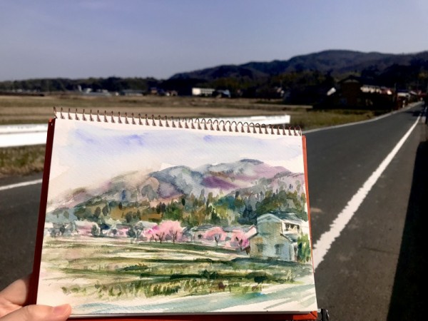 京丹後市 峰山 春景色 ～勝手に🌸お散歩スケッチ🌸～ : 水彩的生活