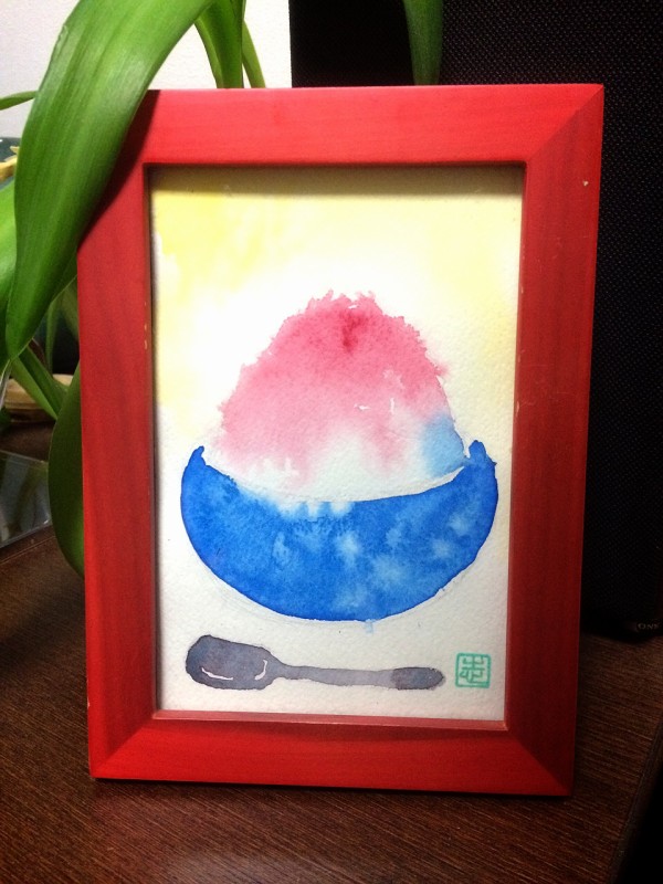 暑いので 汗 透明水彩画伏見教室de かき氷 イラスト ｅｔｃ 水彩的生活kurokawaの透明水彩画