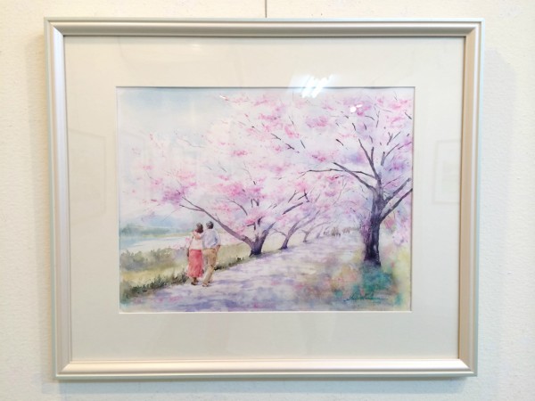透明水彩画「桜の頃（八幡市 背割提）」 : 水彩的生活KUROKAWAの