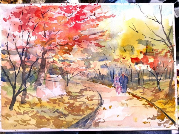 11月29日山田池公園（枚方市）の”もみじ谷🍂”でスケッチ☆彡