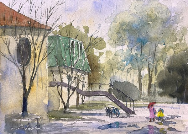 初心者の頃以来13年ぶりに服部緑地へ！しかも雨スケッチ🎨 : 水彩的