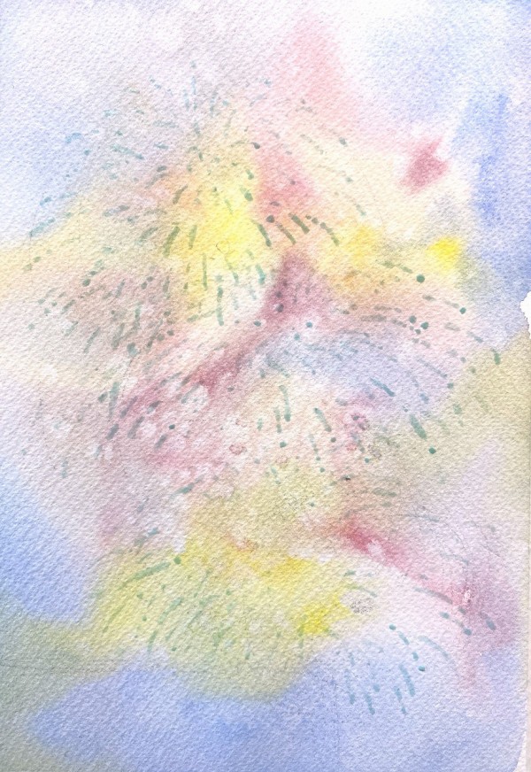透明水彩画「夏の終わりに」🎆打ち上げ花火を描きました