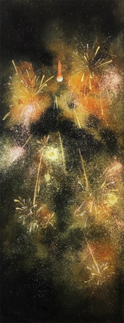 透明水彩画 線香花火 製作過程 1 21 火 から銀座で展示します 水彩的生活kurokawaの透明水彩画