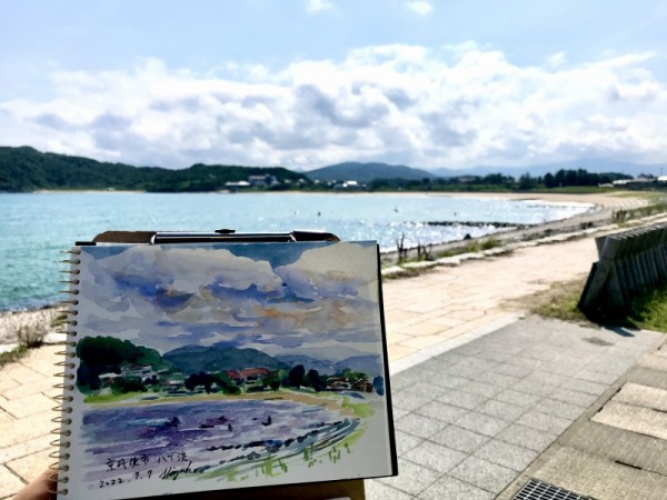 京丹後の海辺⛵ぶら～り透明水彩スケッチ散歩🎨📷🎥♨ : 水彩的